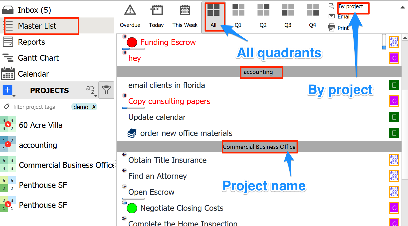 How To Make A List Of All Items For Only One Project « Priority Matrix